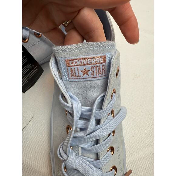 Converse All Star Ox Blue/Blush Suede Rose Gold Hardware Sz W10/M8 US - Picture 4 of 12